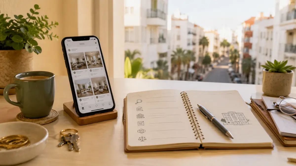 Telephone et carnet pour verifier une annonce au Maroc