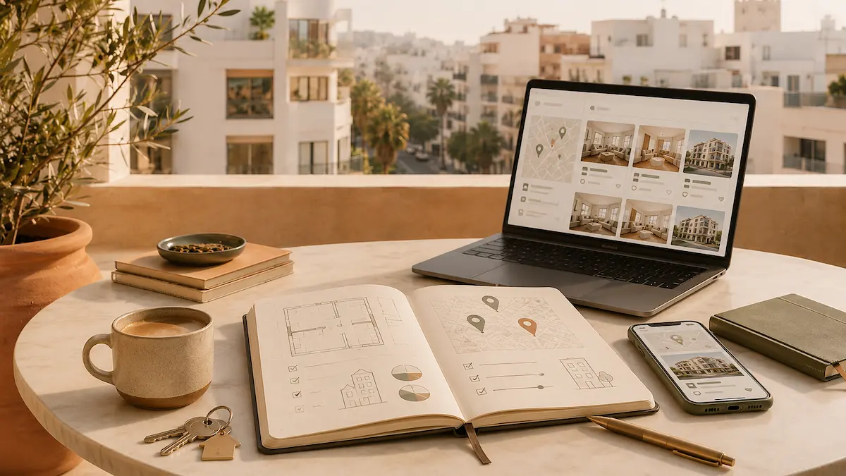 Carnet et notes pour chercher un appartement a Casablanca sur Avito
